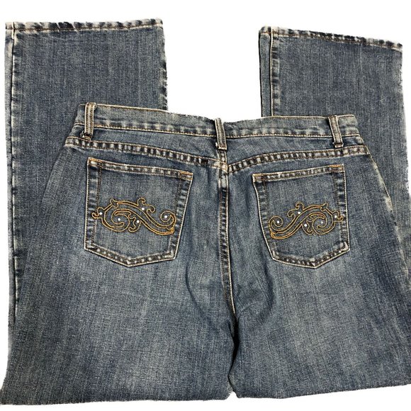 Zena Jeans Med Wash Embellished Brown Embroidery Rhinestones Womens Sz 14P - Picture 2 of 14